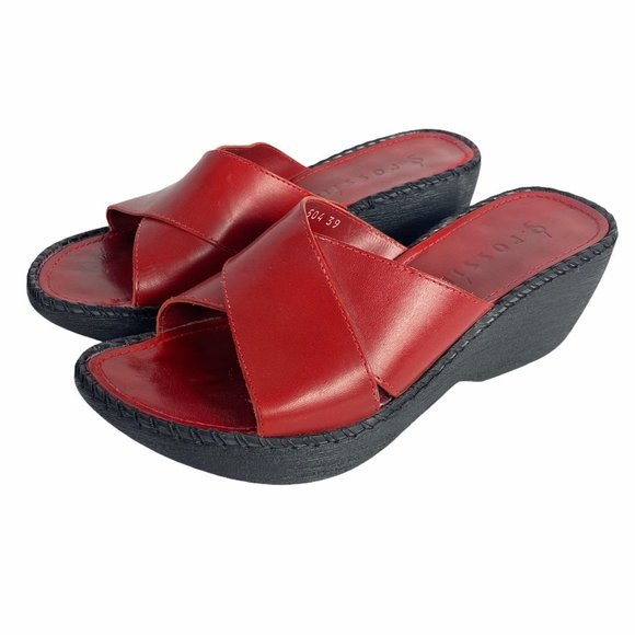 ǵ. rossíní Deep Red Platform Wedge Slides 39 - Picture 3 of 12